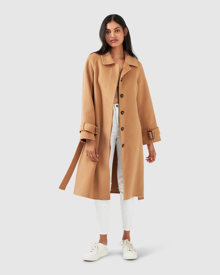 Shore To Shore Belted Wool Coat - Camel - Camel