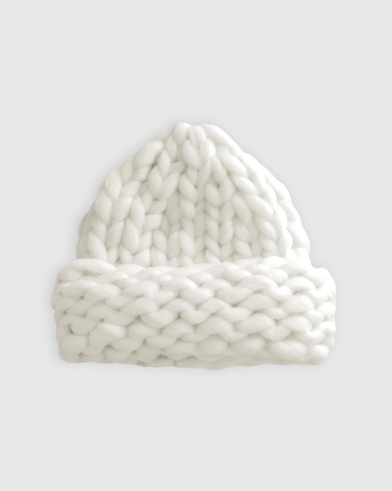 Snowflake Hand Knitted Beanie - Off-white - Off White