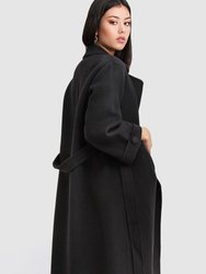 Stay Wild Oversized Wool Coat - Black