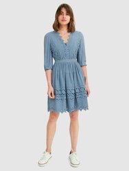 Sweet Talk Eyelet Mini Dress - Dusty Blue