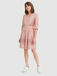 Sweet Talk Eyelet Mini Dress - Dusty Rose