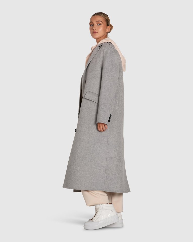 Tainted Love Longline Coat - Grey Marle