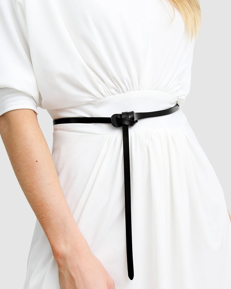 Tie The Knot Leather Belt - Black