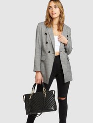 Too Cool For Work Plaid Blazer - Charcoal - Charcoal