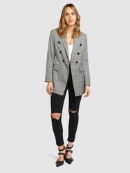 Too Cool For Work Plaid Blazer - Charcoal