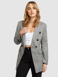 Too Cool For Work Plaid Blazer - Charcoal