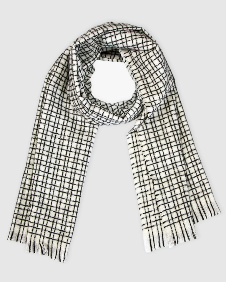 Uptown Textured Scarf - White - White & Black