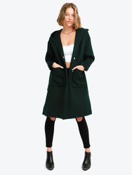 Walk This Way Wool Blend Oversized Coat  - Dark Green - Dark Green