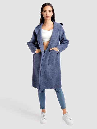 Belle & Bloom Walk This Way Wool Blend Oversized Coat - Navy Micro Check product