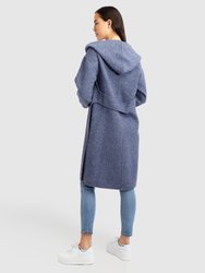 Walk This Way Wool Blend Oversized Coat - Navy Micro Check