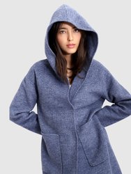 Walk This Way Wool Blend Oversized Coat - Navy Micro Check