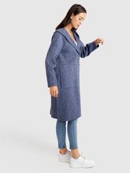 Walk This Way Wool Blend Oversized Coat - Navy Micro Check