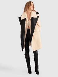Watch Me Go Oversized Leather Trimmed Coat
