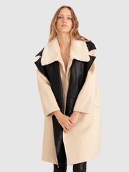 Watch Me Go Oversized Leather Trimmed Coat