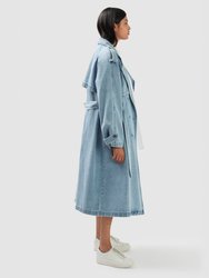 Wild Skies Denim Trench Coat - Stonewash