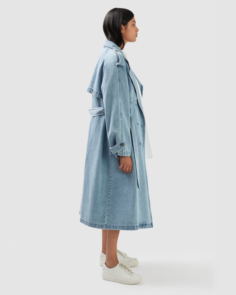 Wild Skies Denim Trench - Stonewash