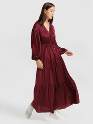 Window Seat Tiered Maxi Dress - Merlot