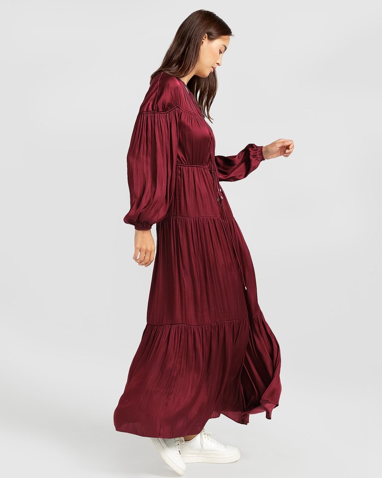 Window Seat Tiered Maxi Dress - Merlot - Merlot