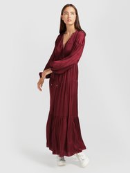 Window Seat Tiered Maxi Dress - Merlot