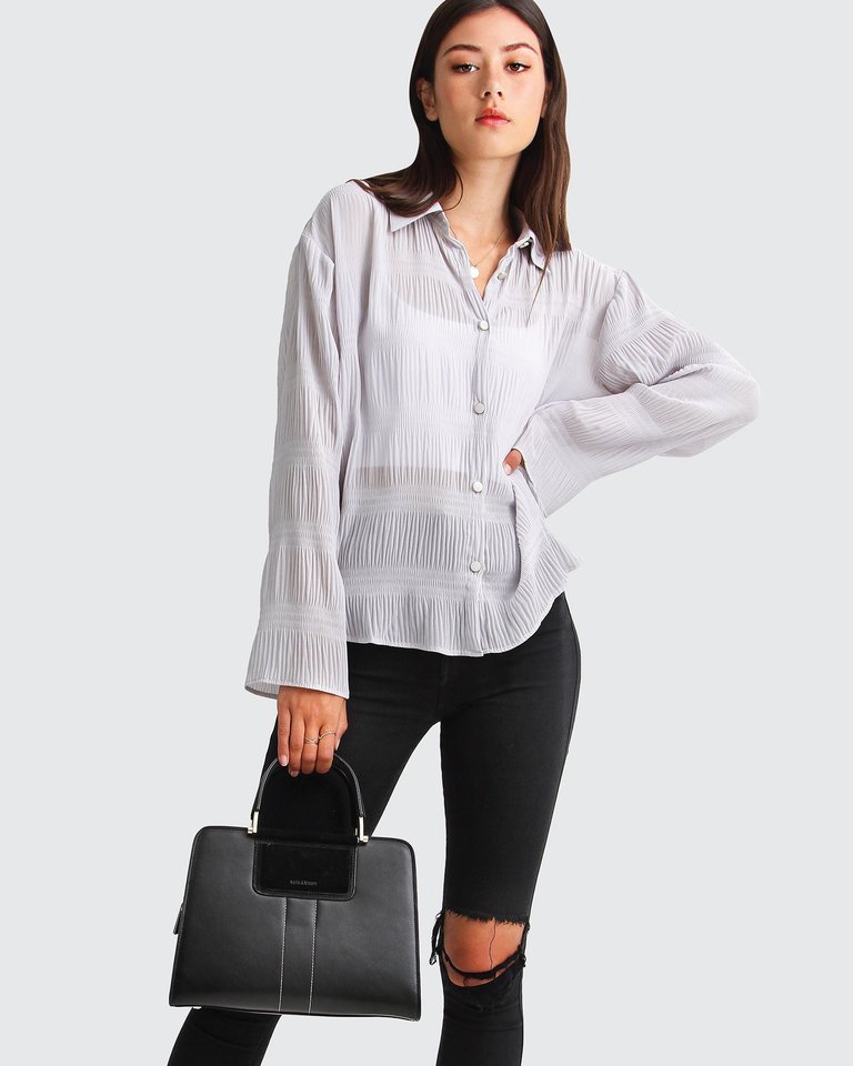 Yoko Shirred Chiffon Blouse - Grey