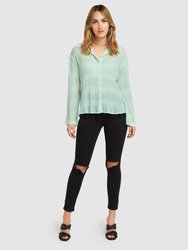 Yoko Shirred Chiffon Blouse - Mint