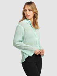 Yoko Shirred Chiffon Blouse - Mint