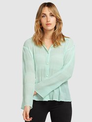 Yoko Shirred Chiffon Blouse - Mint