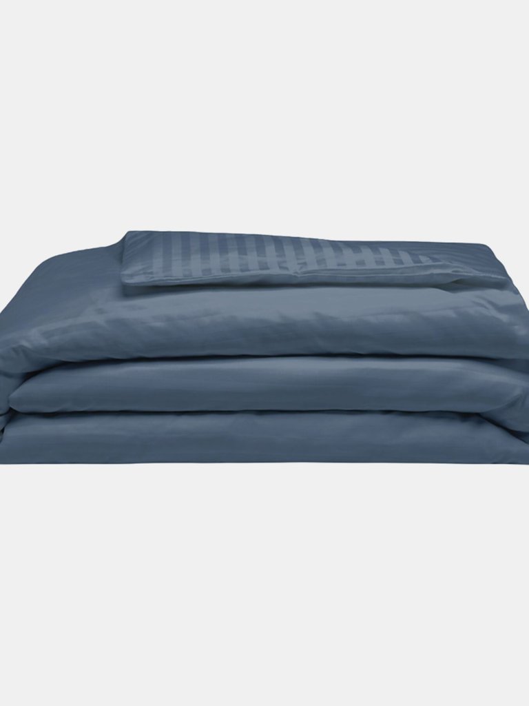 Belledorm 540 Thread Count Satin Stripe Duvet Set (Navy) (Full) (UK - Double) - Navy