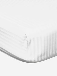 Belledorm 540 Thread Count Satin Stripe Fitted Sheet (White) (Full) (Full) (UK - Double) - White
