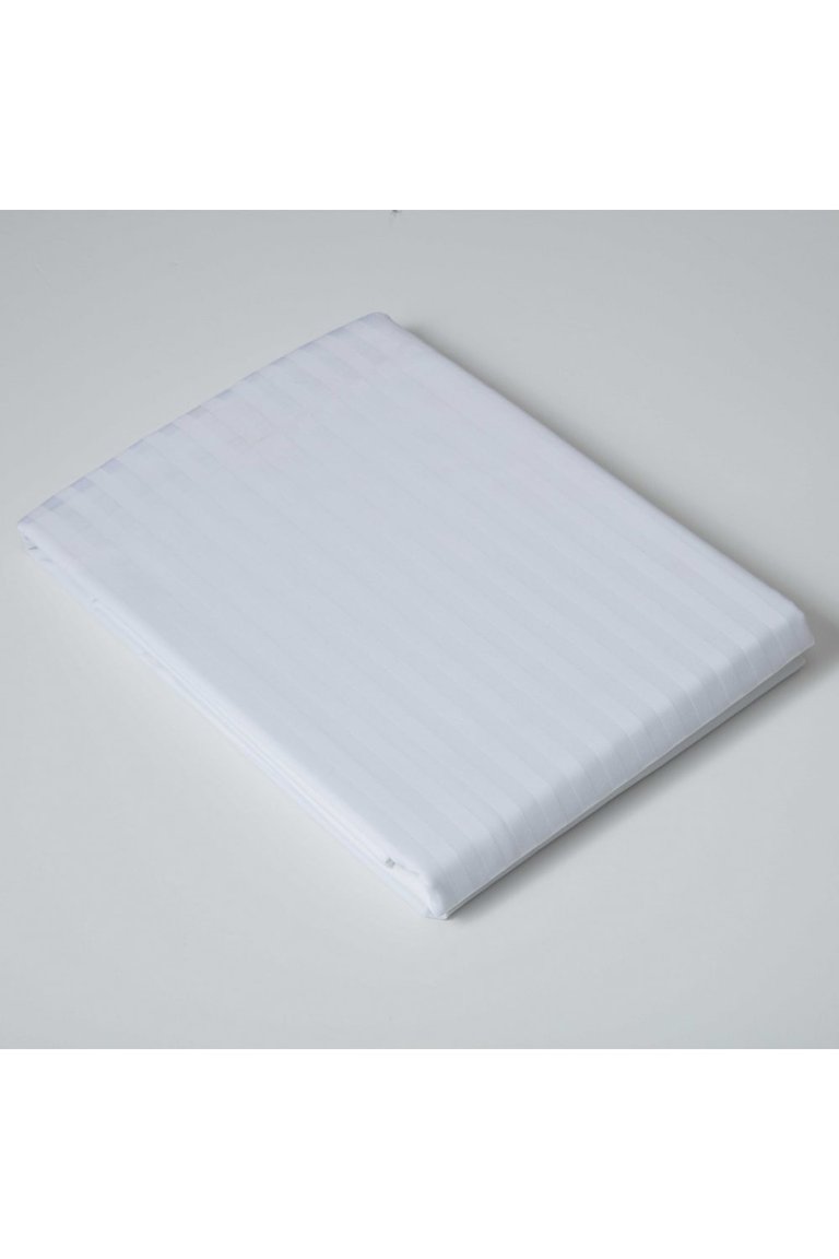 Belledorm 540 Thread Count Satin Stripe Flat Sheet (White) (Full) (UK - Double) - White