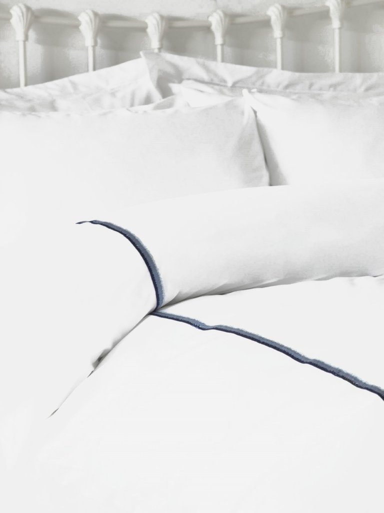 Belledorm Brunswick Duvet Set (White/Blue) (Full) (UK - Double) - White/Blue