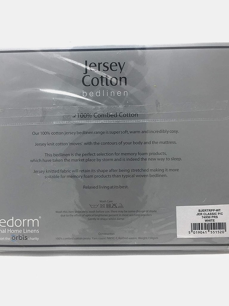 Belledorm Jersey Cotton Contour Pillowcase (Pair) (White) (L) (L)