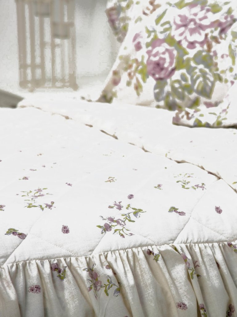 Belledorm Rose Boutique Fitted Bedspread (Ivory/Pink/Green) (Queen) (UK - Kingsize) - Ivory/Pink/Green