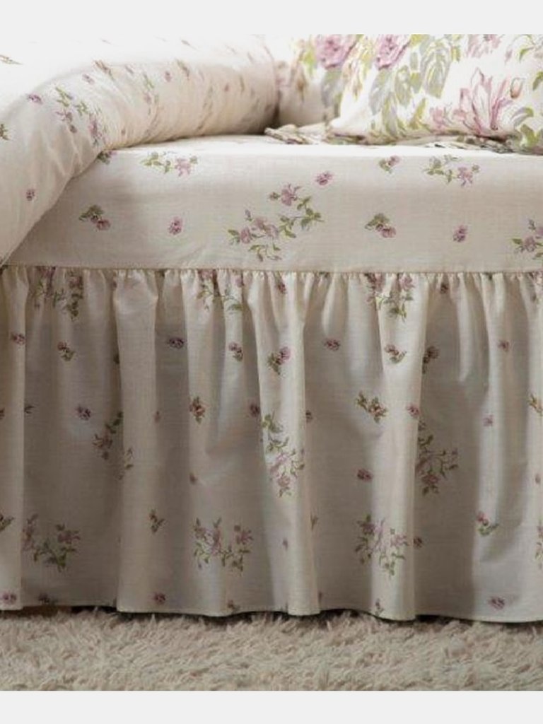 Belledorm Rose Boutique Fitted Valance (Ivory/Pink/Green) (Queen) (UK - Kingsize) - Ivory/Pink/Green