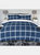 Dalton Brushed Cotton Checked Duvet Set - Twin/UK  Single - Navy/White