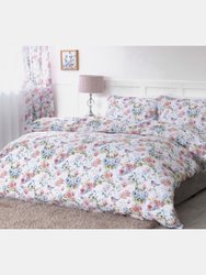 Secret Garden Floral Duvet Set Full (UK - Double) - White/Pink/Blue