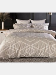 Seve Jacquard Duvet Set Taupe - King/UK - Superking - Taupe