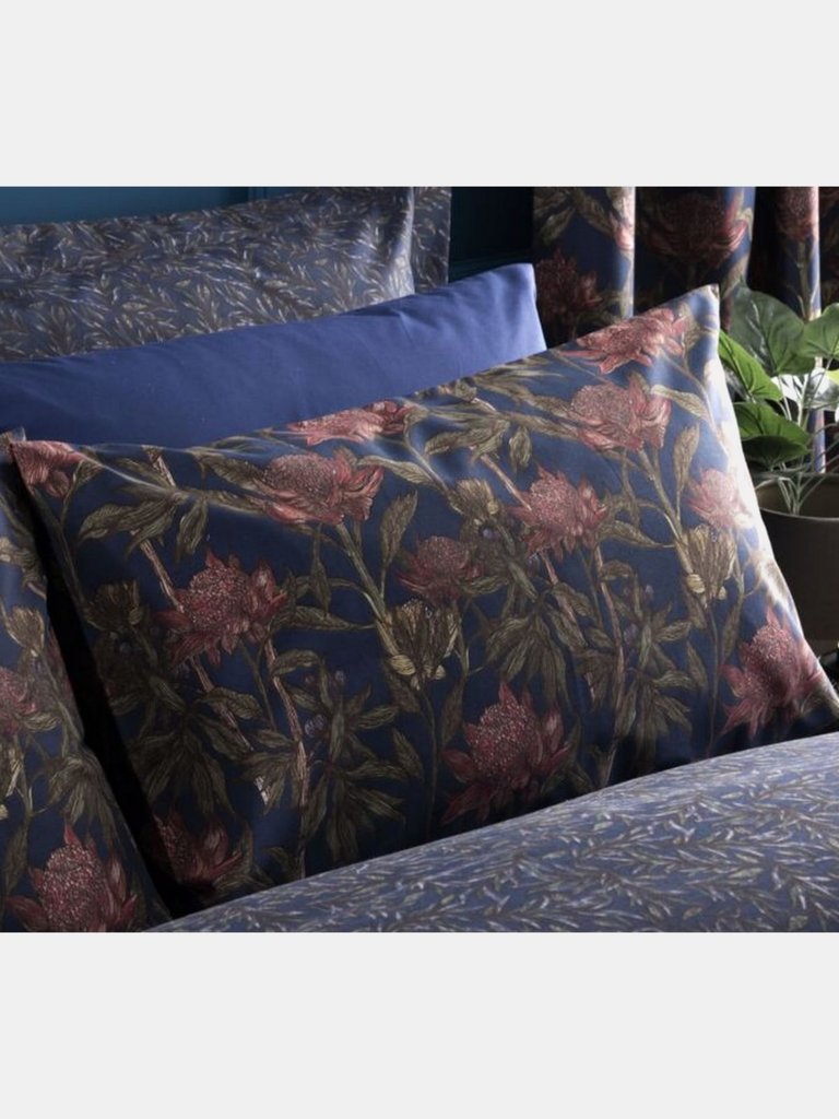 Wild Garden Duvet Set Full (UK - Double) - Navy/Pink