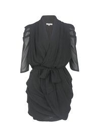 Alice Drape Mini Dress- Black - Black