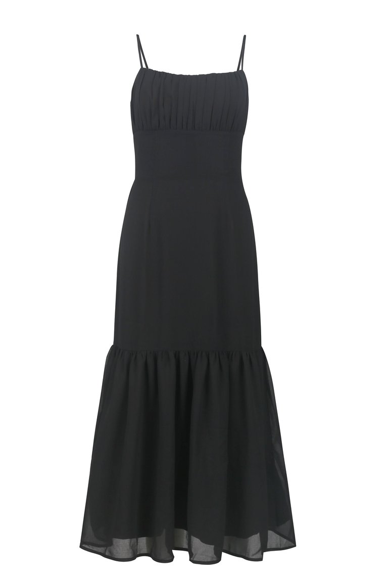 Alice Flounce Hem Dress- Black - Black