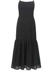 Alice Flounce Hem Dress- Black - Black