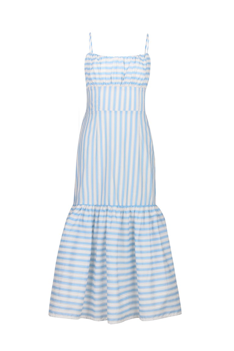 Arianna Stripe Midi Dress- Blue Stripe - Blue Stripe