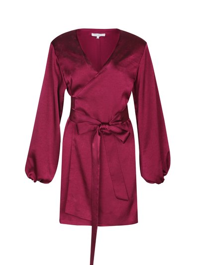 Bellevue The Label Aurora Long Sleeve Satin Wrap Dress- Rouge product