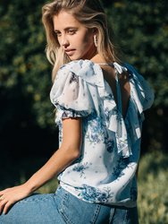 Blossom Blouse- Dusty Blue Floral