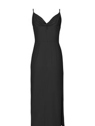 Sara Cowl Neck Knit Midi Dress- Black