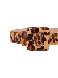 Mini Square Buckle Belt - Caramel Leopard