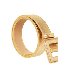Mini Square Metallic Buckle Belt - Gold
