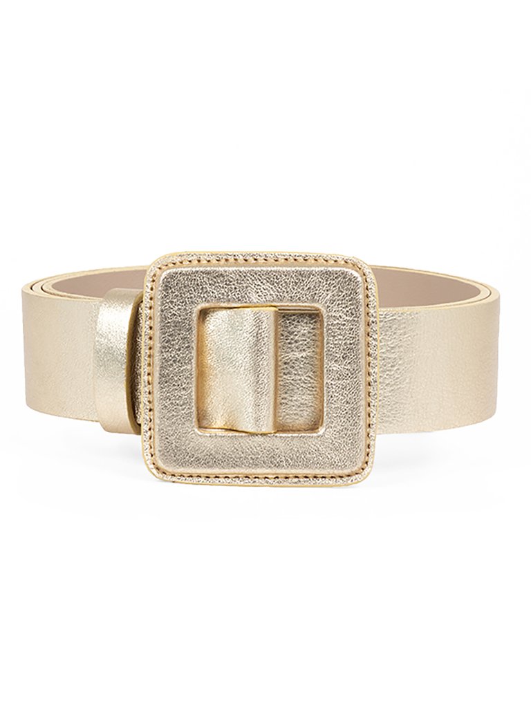 Mini Square Metallic Buckle Belt - Gold - Gold