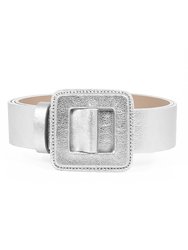 Mini Square Metallic Buckle Belt - Silver - Silver