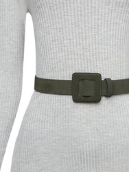 Mini Square Suede Buckle Belt - Army Green